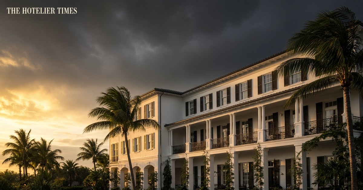 Gulf Coast hotel at dawn as storm clouds clear, The Hotelier Times