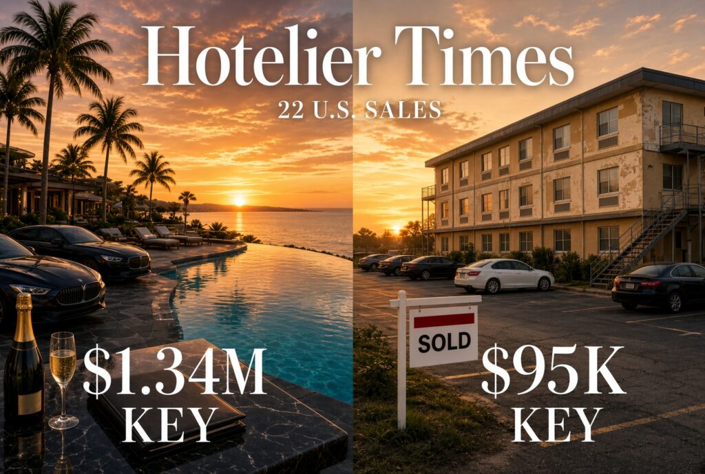 Q3 2026 hotel deals: $1.34 million a key versus $95,000 a key