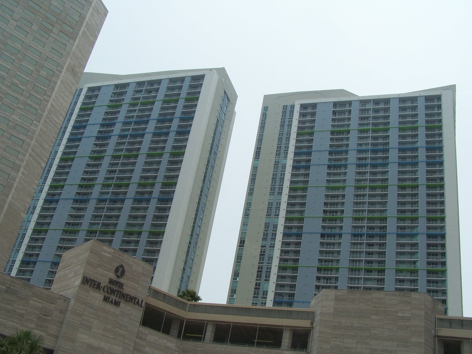 The InterContinental Miami and neighboring high-rises in downtown Miami, photographed in 2007