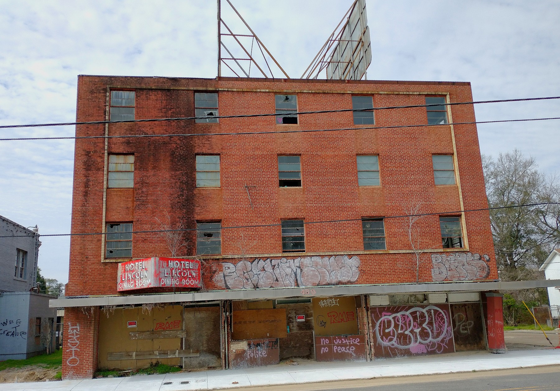 A historic hotel building awaiting renovation (Hotel Lincoln, Baton Rouge), illustrating renovation spending